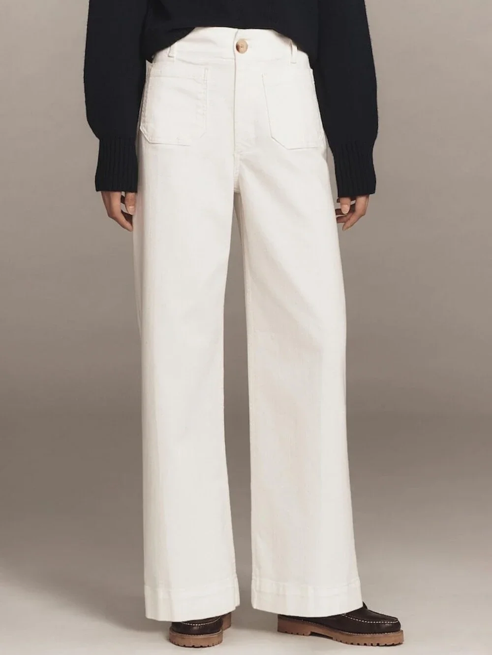 Anthropologie Maeve The Colette Full Length Wide-Leg Jeans White Size 26 Denim
